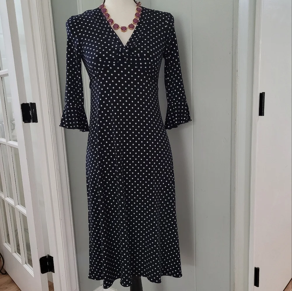 Polka dot dress Jessica Howard Vintage Navy Blue - Picture 7 of 15